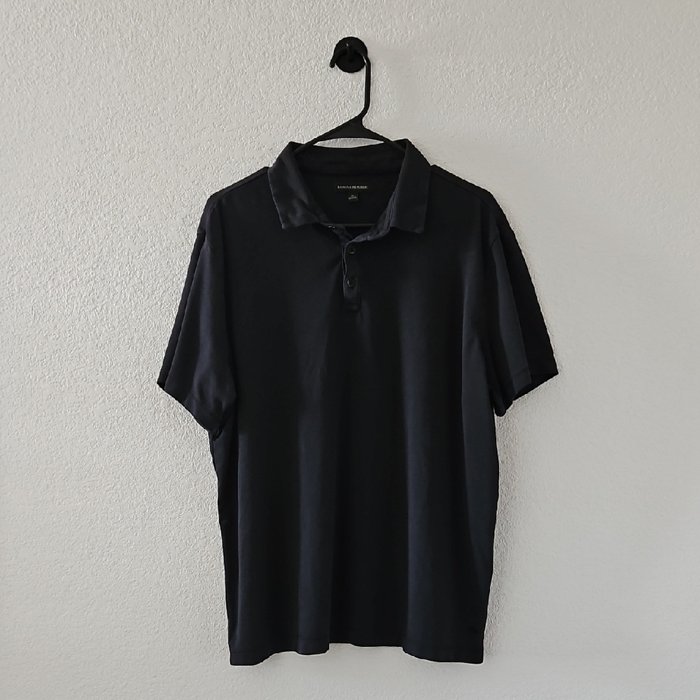 Banana Republic Men's Polo Shirt Short Sleeve Black XL Quarter Button Up